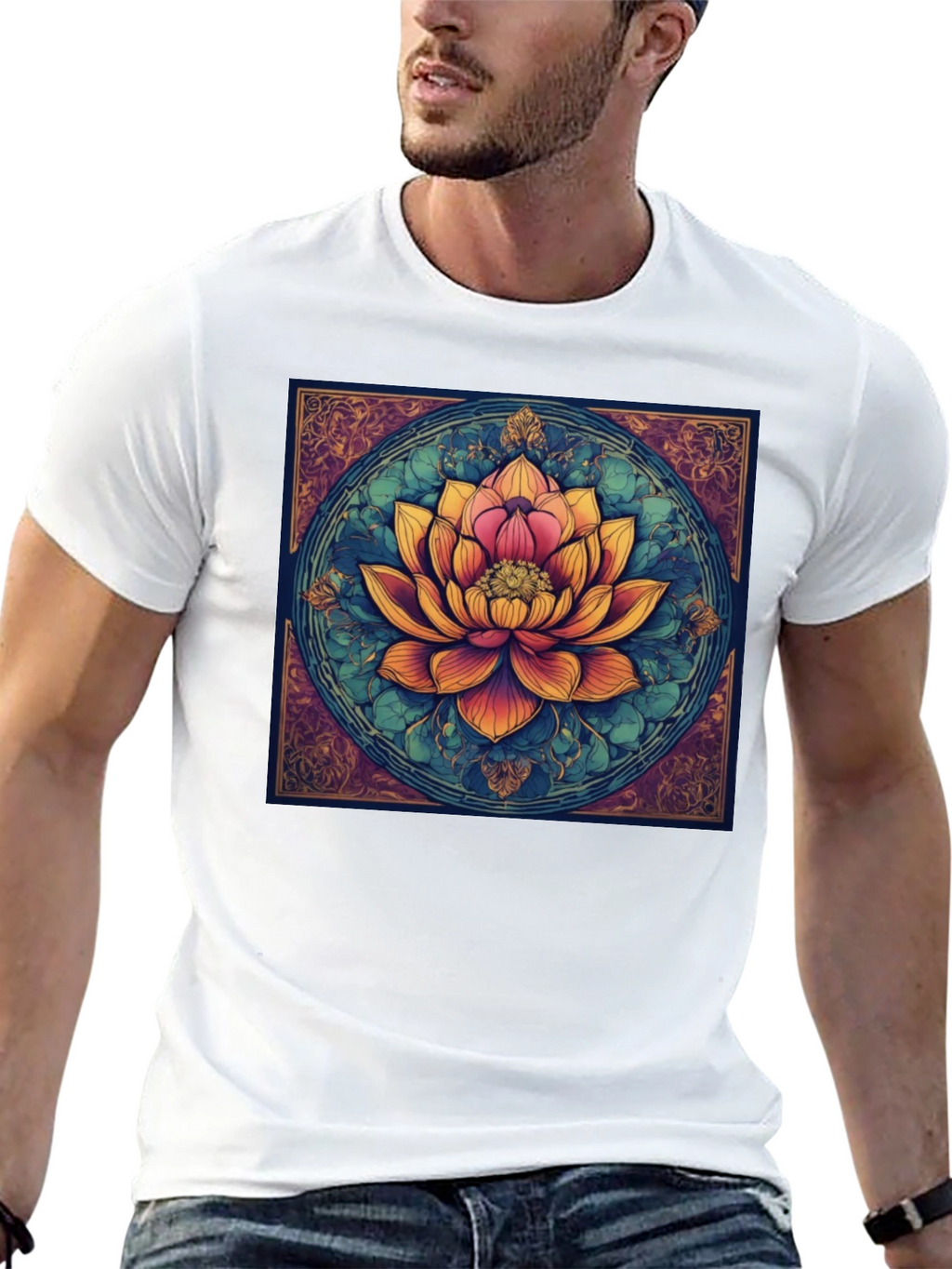 Lotus Flower Graphic Tee - Artistic Design