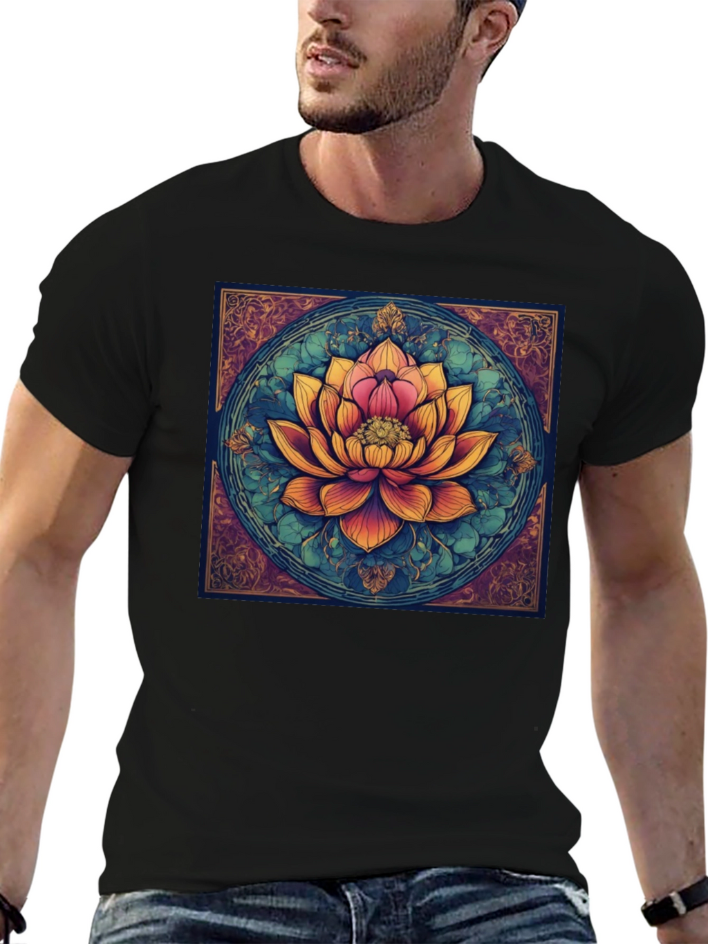Lotus Flower Graphic Tee - Artistic Design