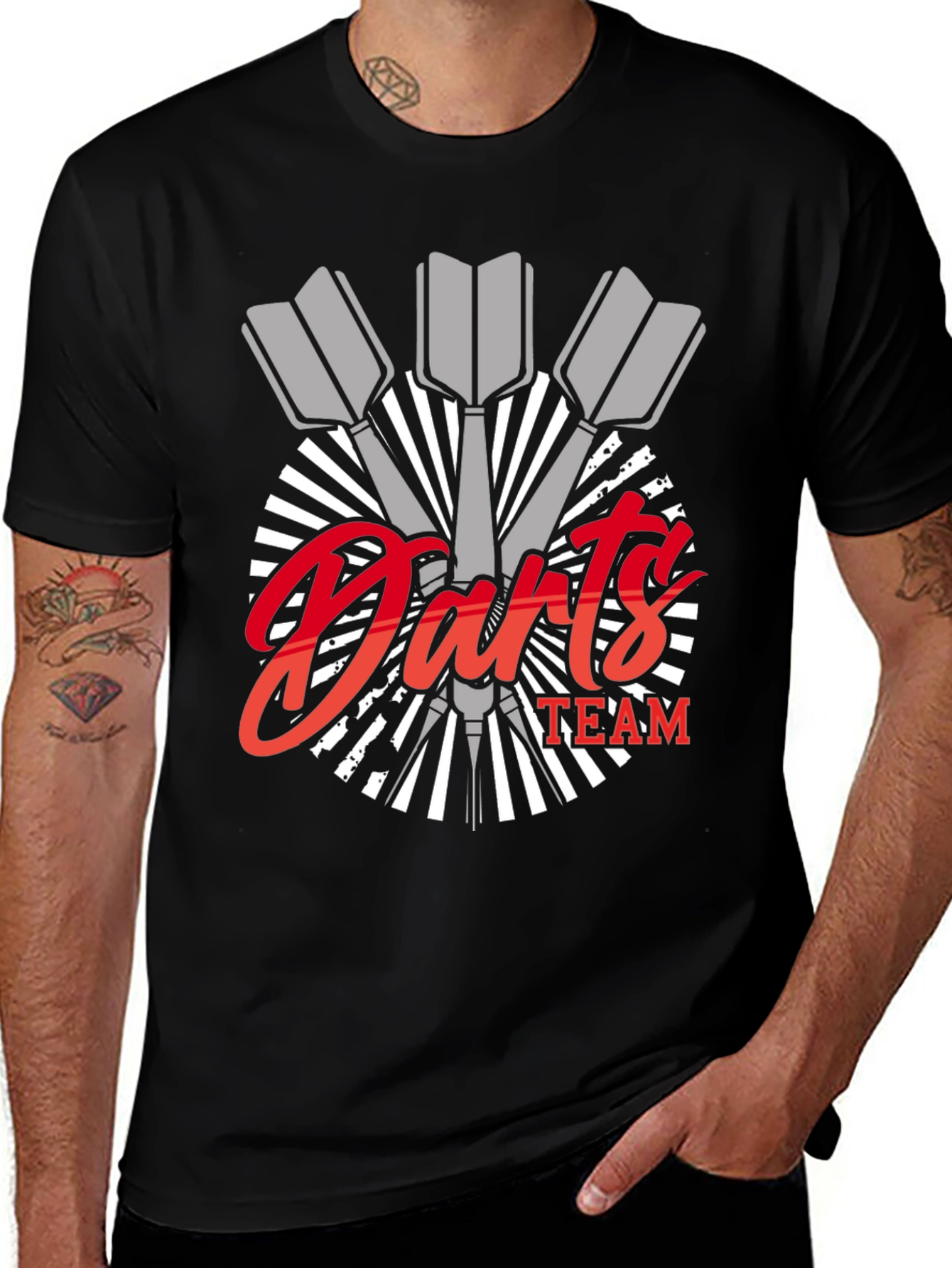 Darts Team Graphic Tee - Black Cotton Blend