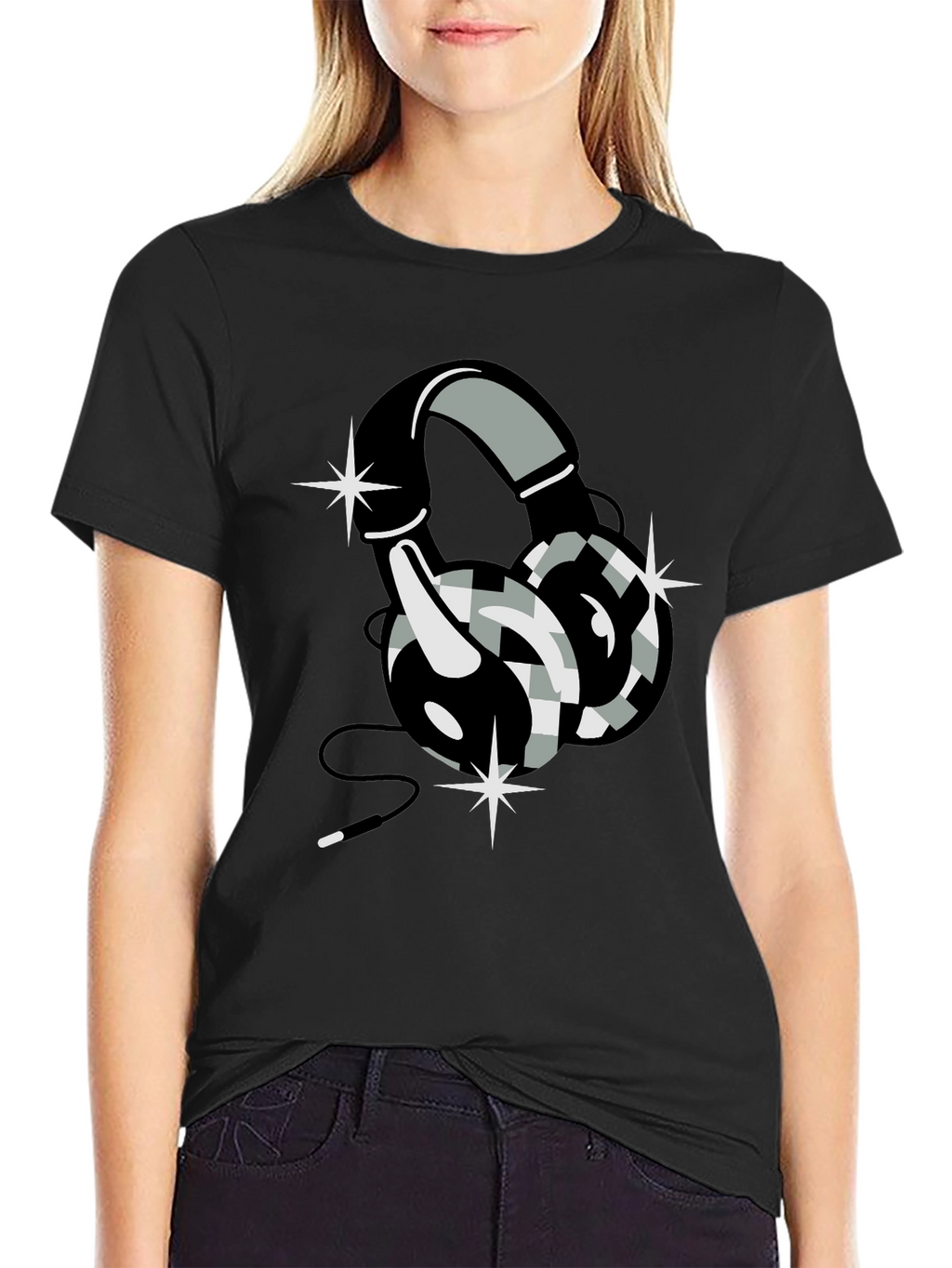 Headphone Graphic Tee - Black