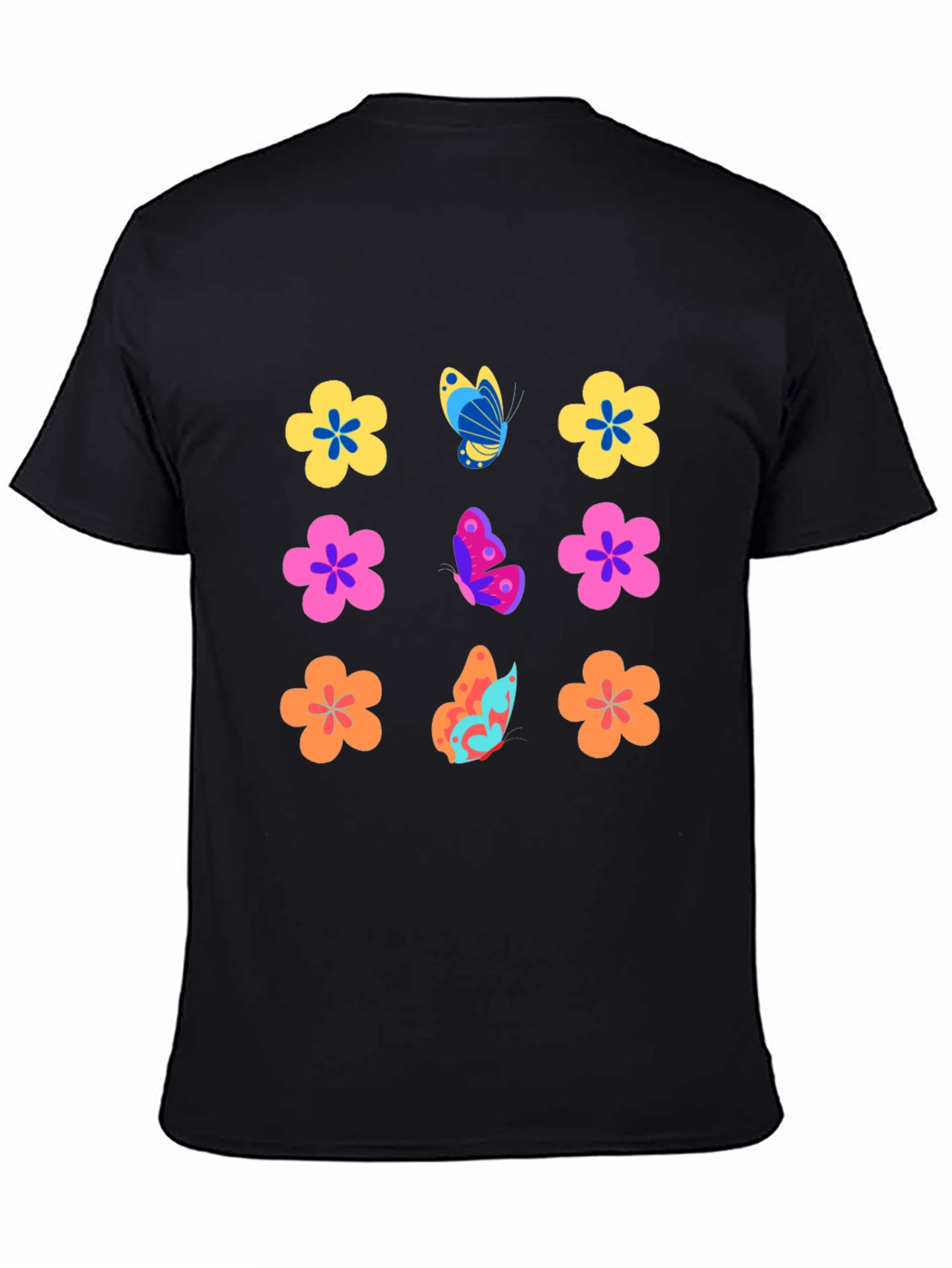 Floral Butterfly Black T-Shirt