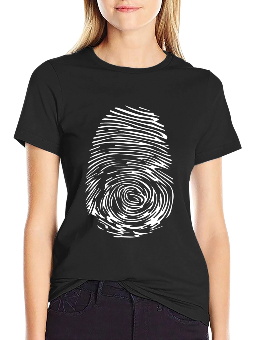 Unique Fingerprint Graphic Black T-Shirt