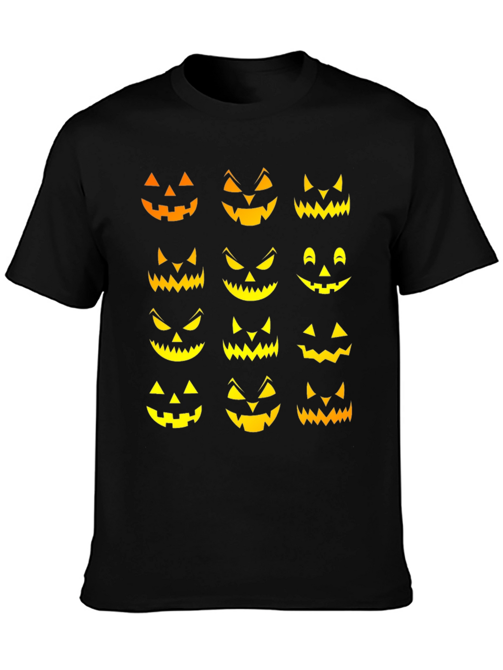 Spooky Jack-o-Lantern Faces Halloween T-Shirt