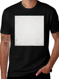 Mens Black T-Shirt with Geometric Zigzag Print