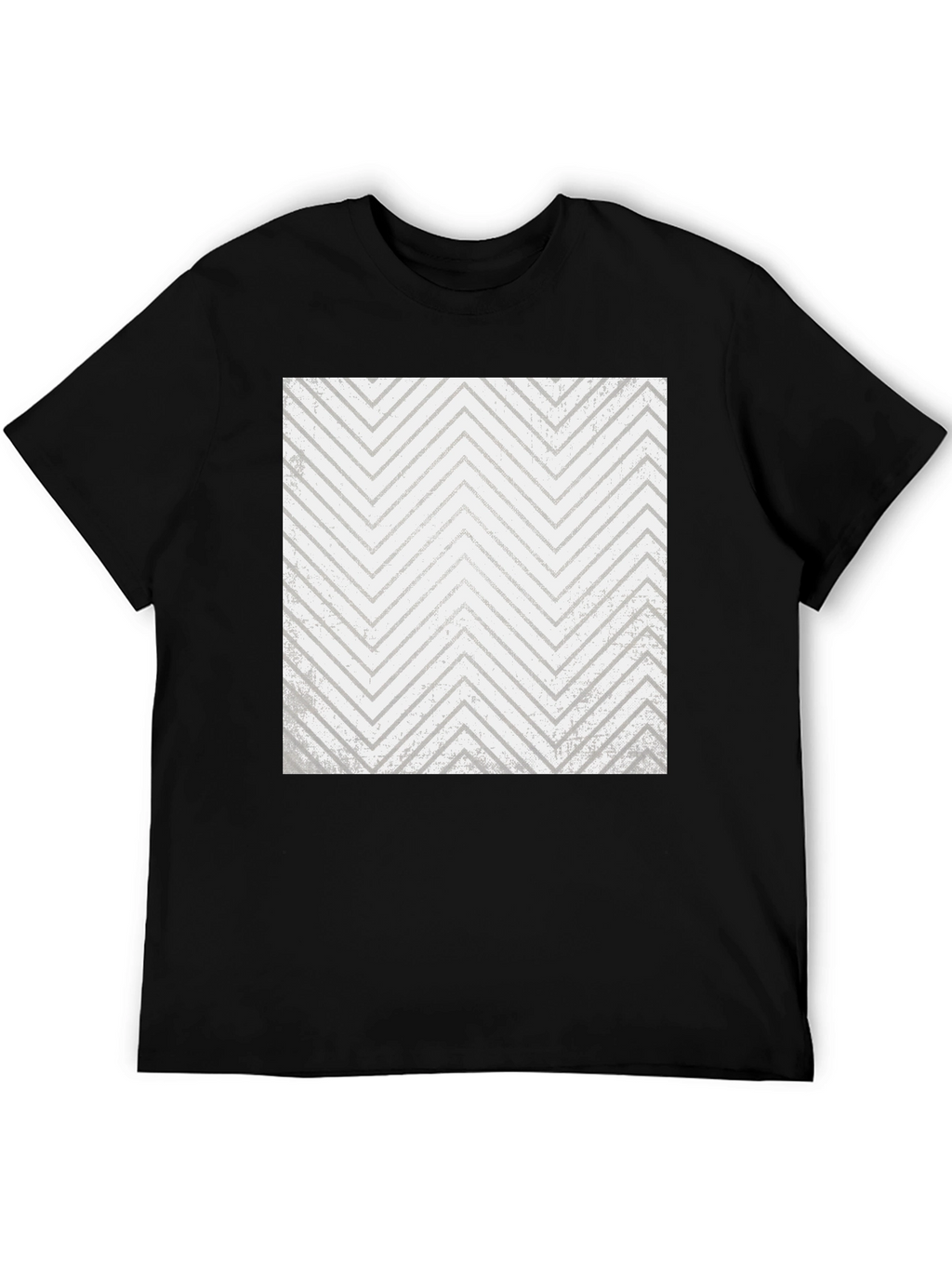 Mens Black T-Shirt with Geometric Zigzag Print