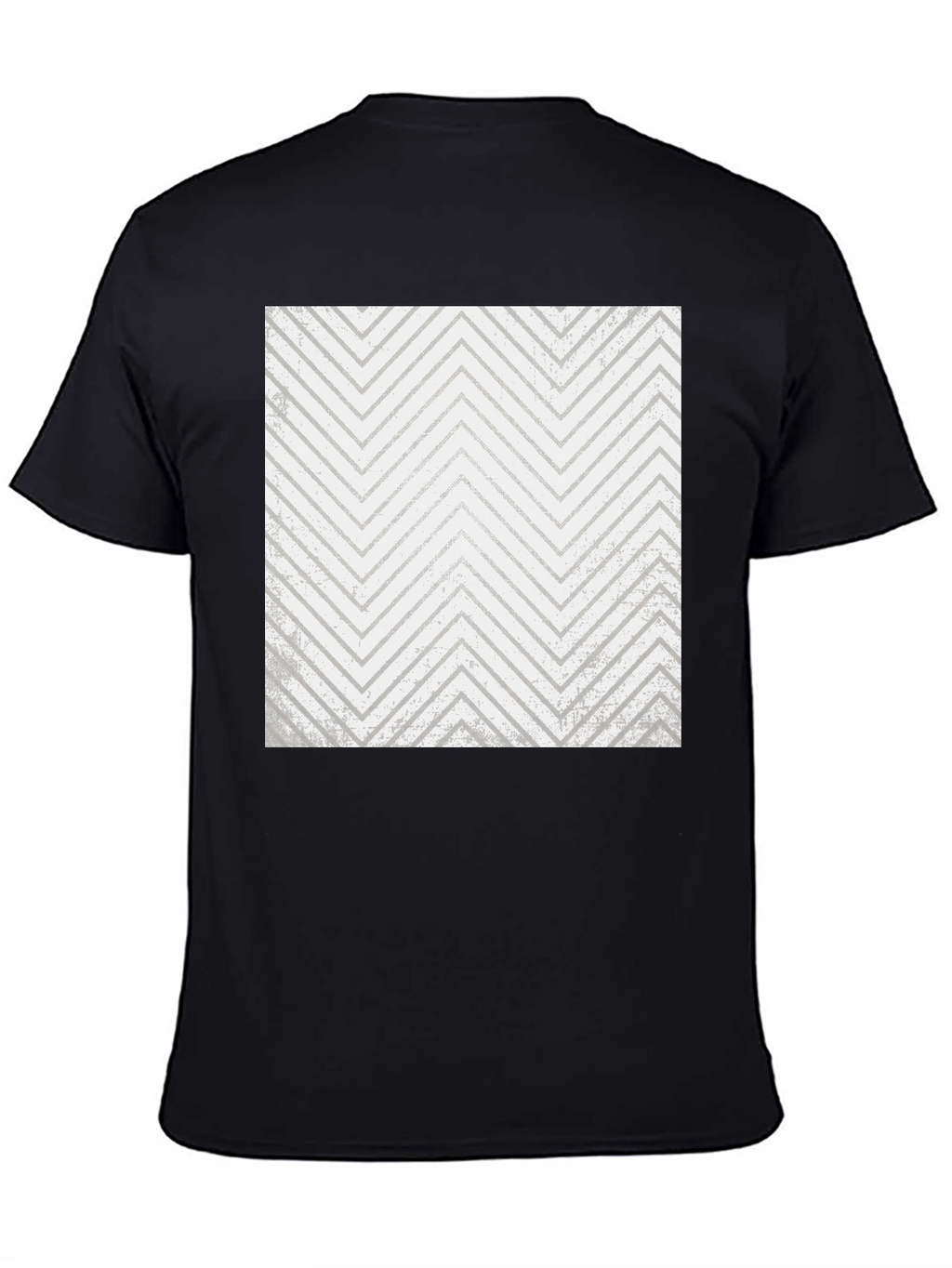 Mens Black T-Shirt with Geometric Zigzag Print