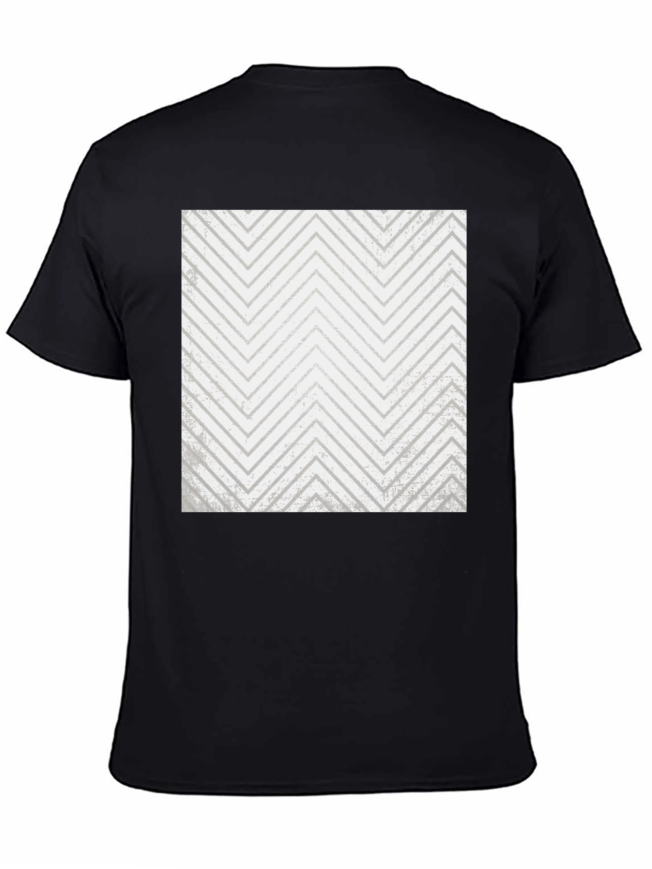 Mens Black T-Shirt with Geometric Zigzag Print
