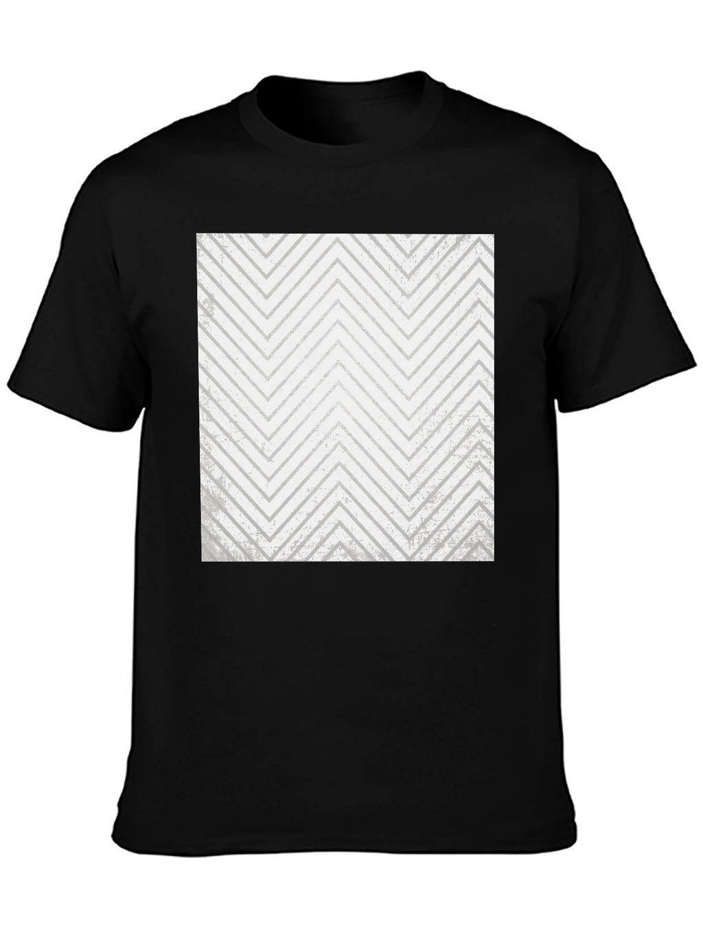 Mens Black T-Shirt with Geometric Zigzag Print