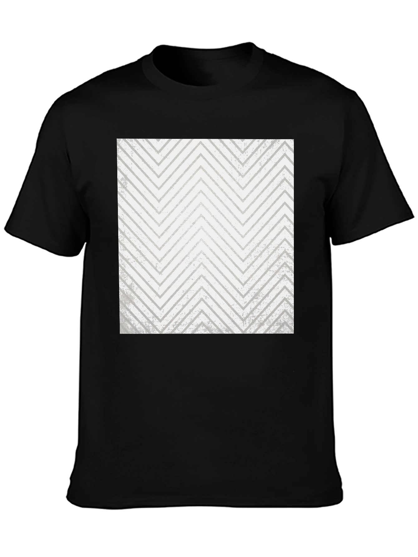 Mens Black T-Shirt with Geometric Zigzag Print