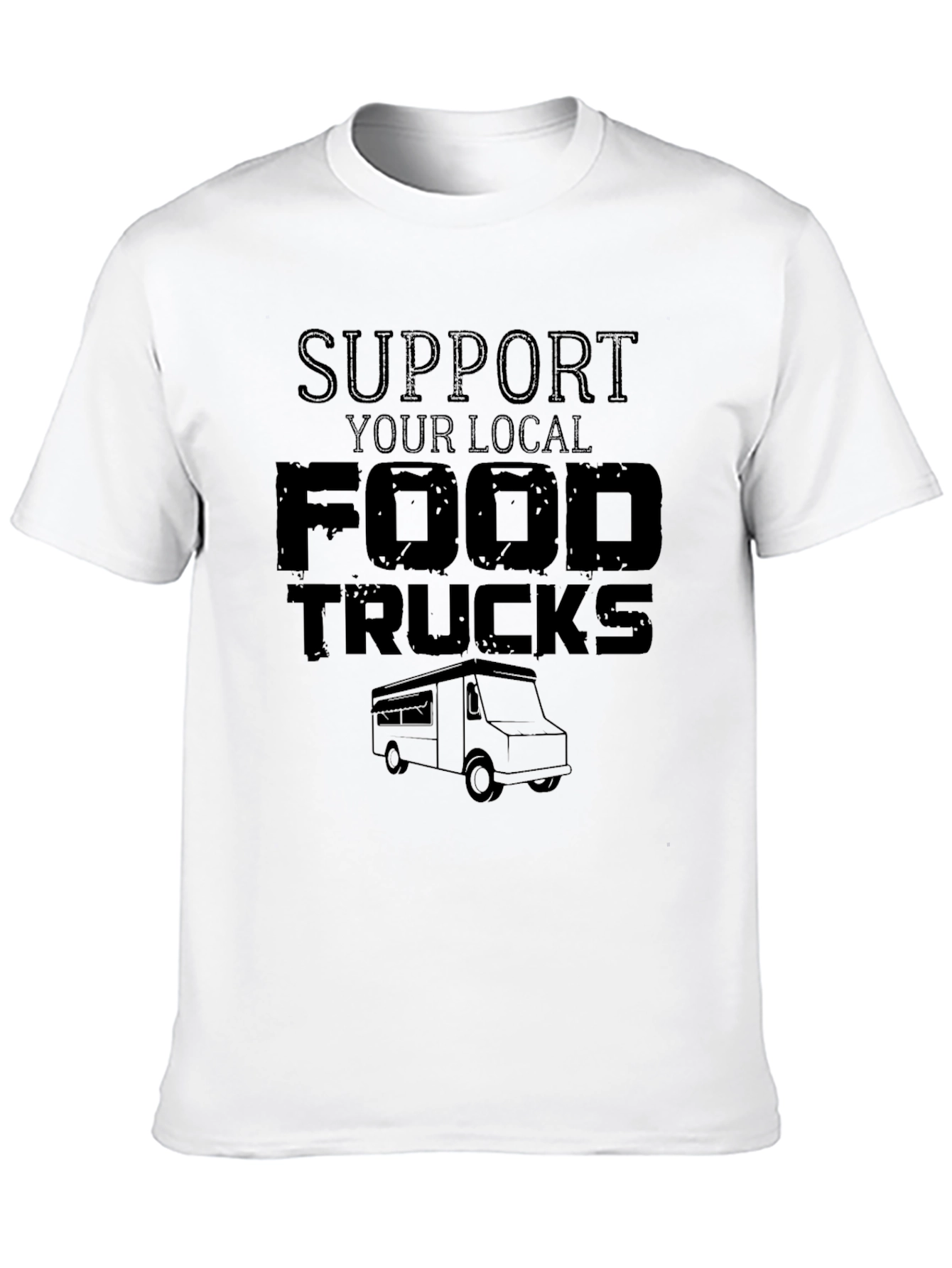 Support Your Local Food Trucks Black Graphic T-Shirt