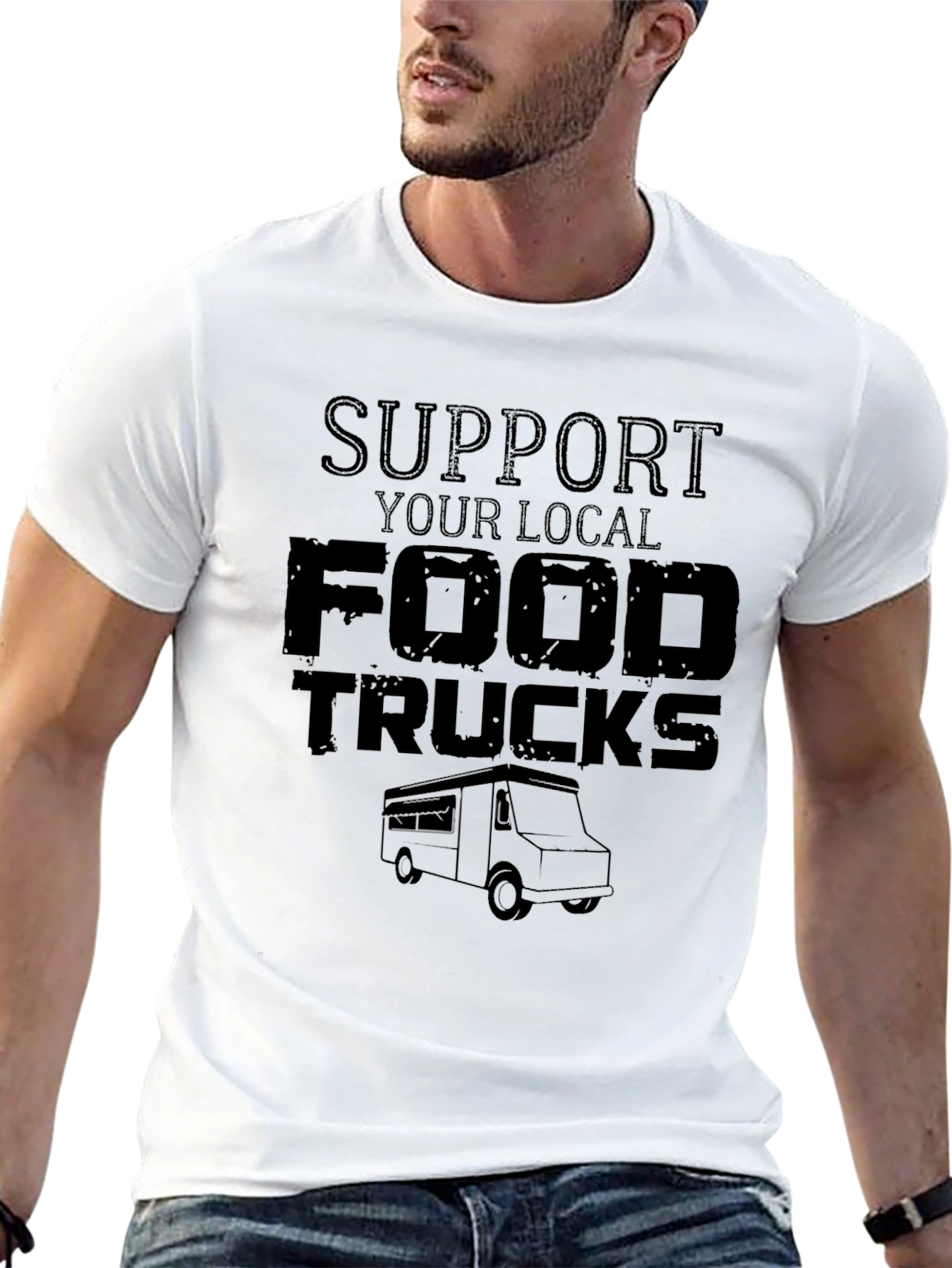 Support Your Local Food Trucks Black Graphic T-Shirt