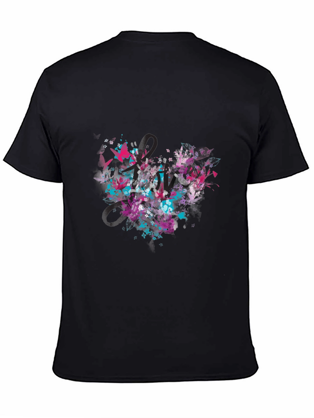 Abstract Heart Graphic Tee - Black Casual T-Shirt