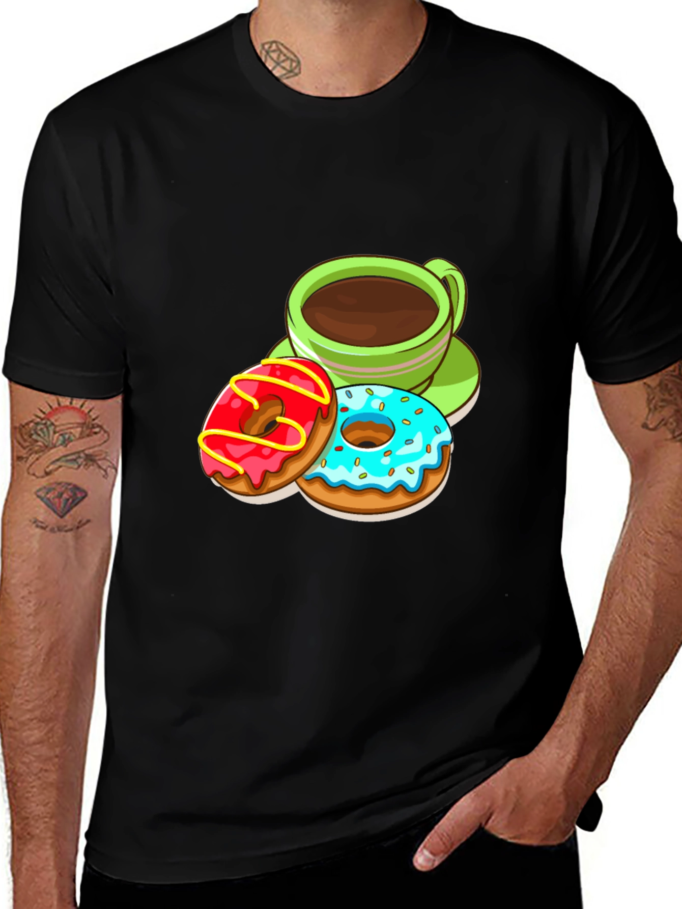 Donut & Coffee Graphic Tee - Sweet Treat Style