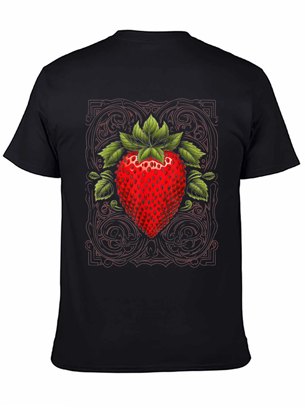 Strawberry Graphic Print Black Tee
