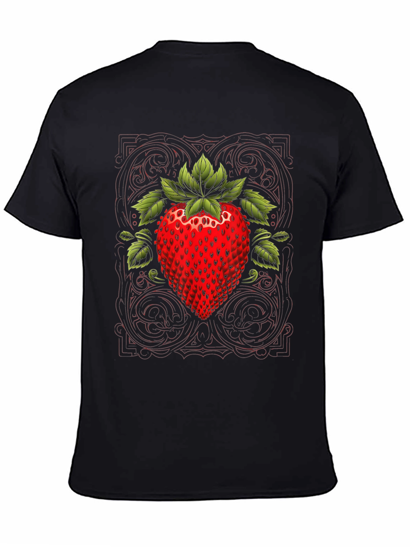 Strawberry Graphic Print Black Tee