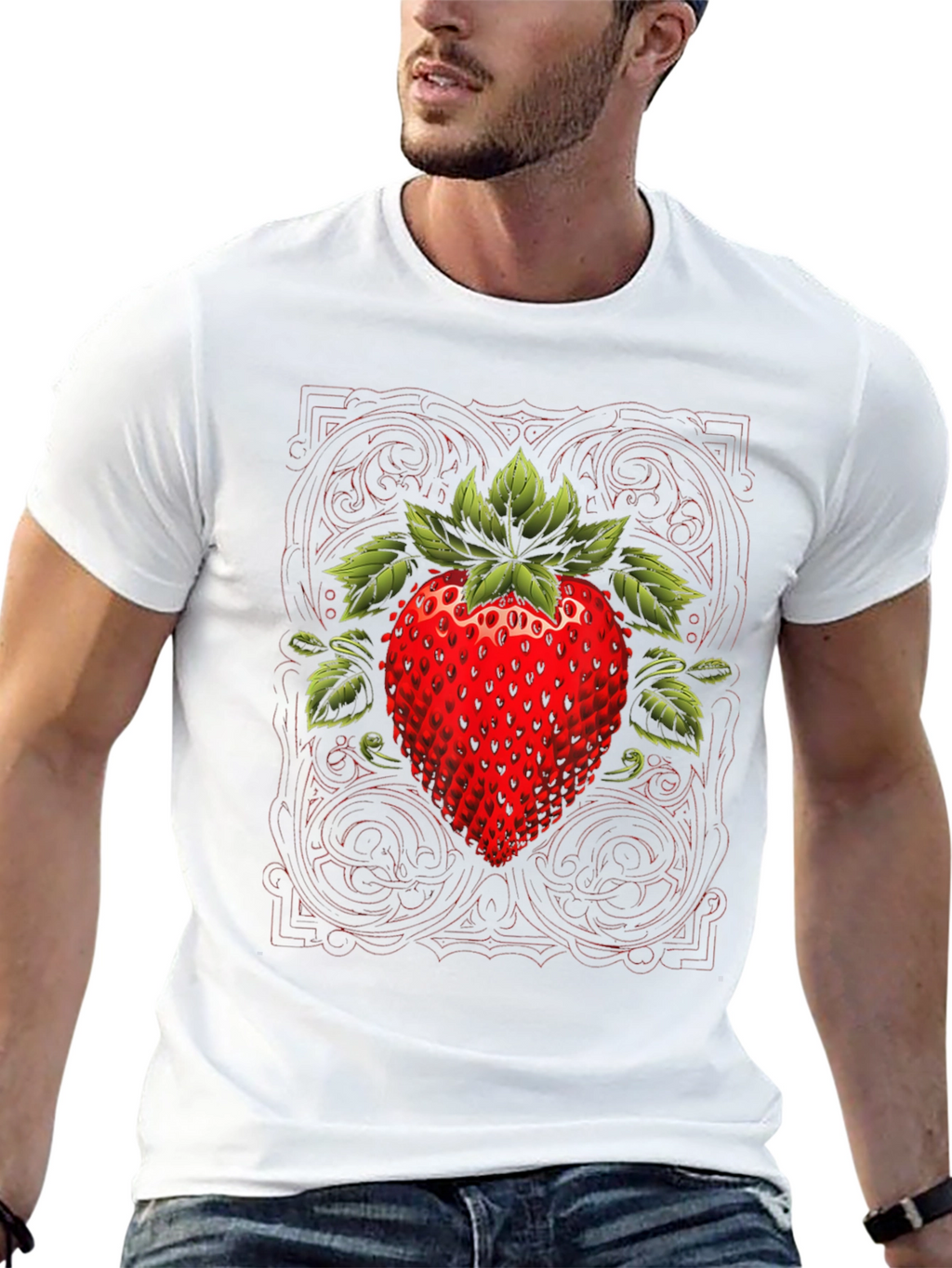 Strawberry Graphic Print Black Tee