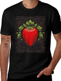 Strawberry Graphic Print Black Tee