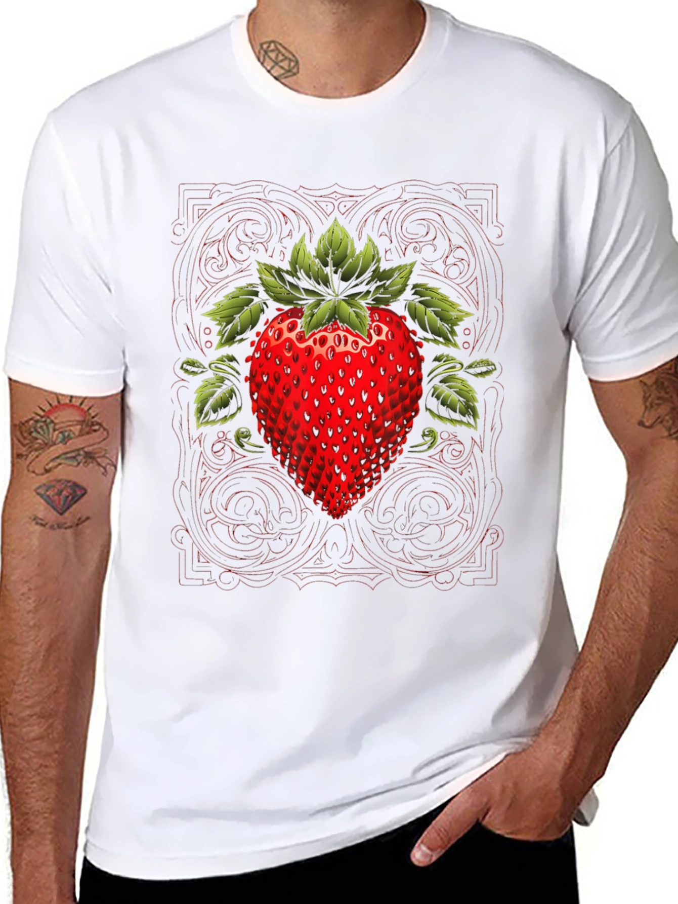 Strawberry Graphic Print Black Tee