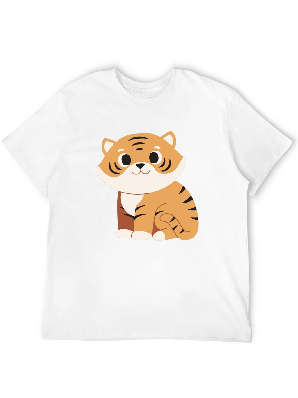 Cute Cartoon Tiger Graphic Black T-Shirt