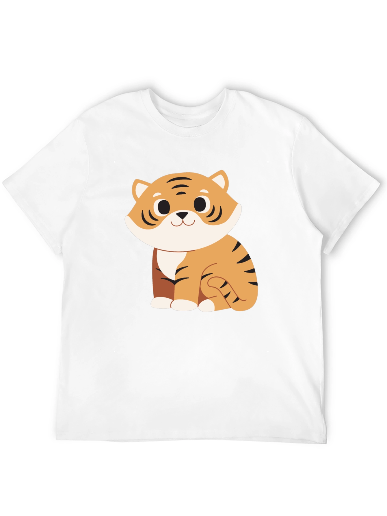 Cute Cartoon Tiger Graphic Black T-Shirt