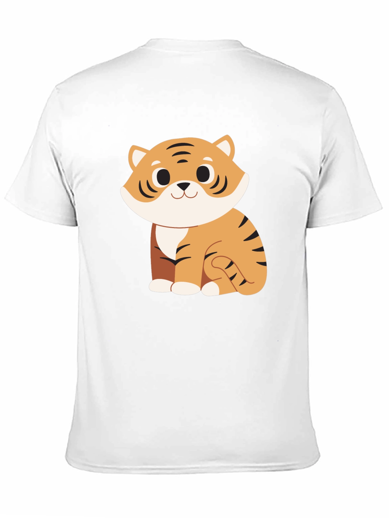 Cute Cartoon Tiger Graphic Black T-Shirt