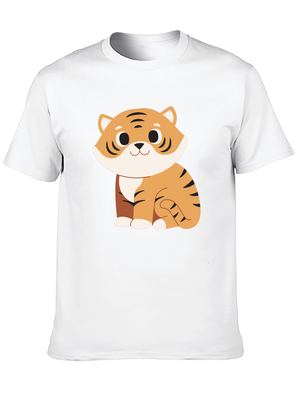 Cute Cartoon Tiger Graphic Black T-Shirt