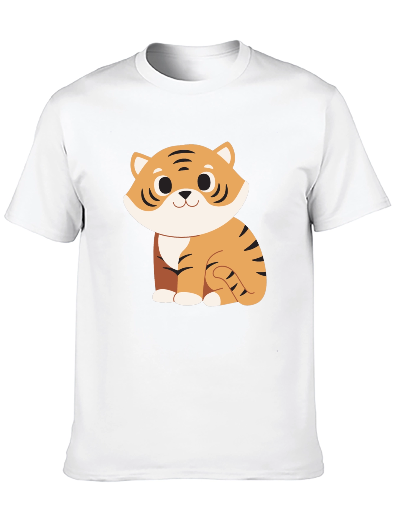 Cute Cartoon Tiger Graphic Black T-Shirt