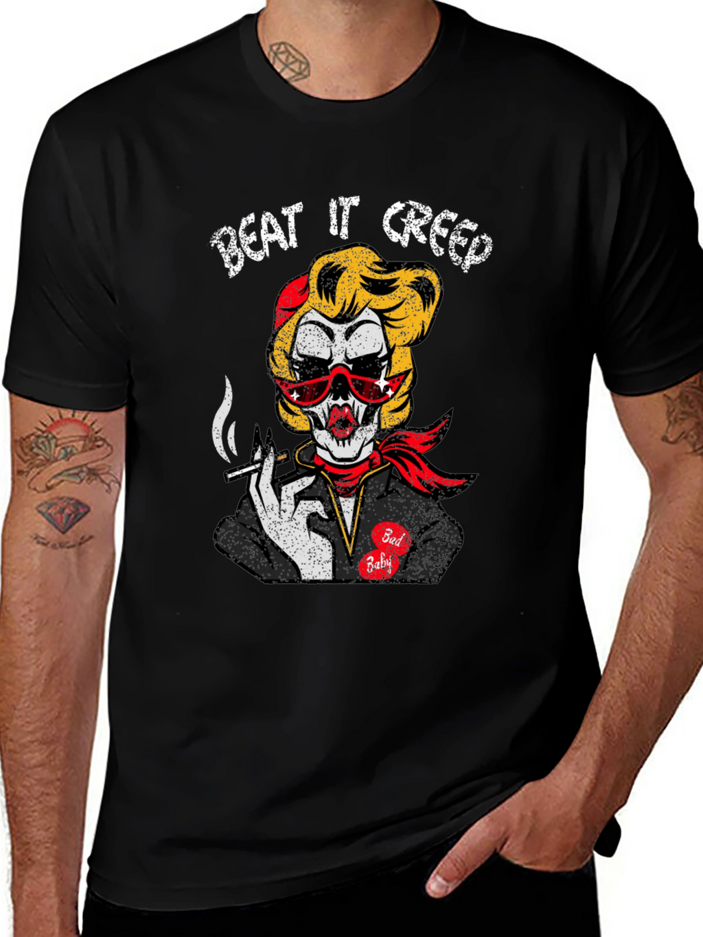 Beat It Creep Tee - Skull Lady Graphic T-Shirt