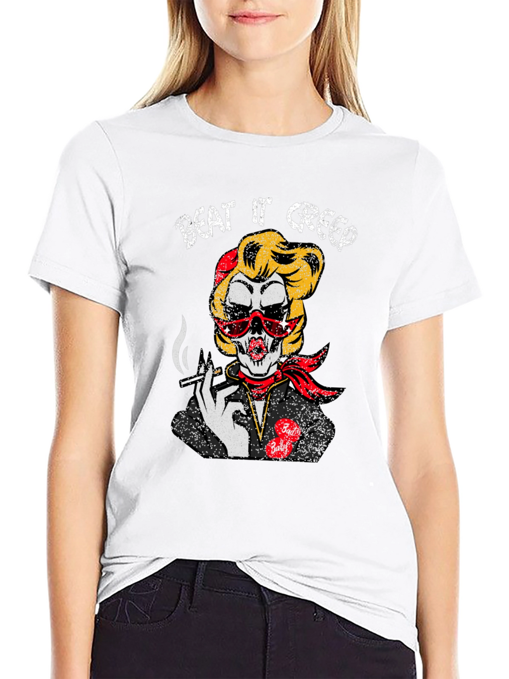 Beat It Creep Tee - Skull Lady Graphic T-Shirt