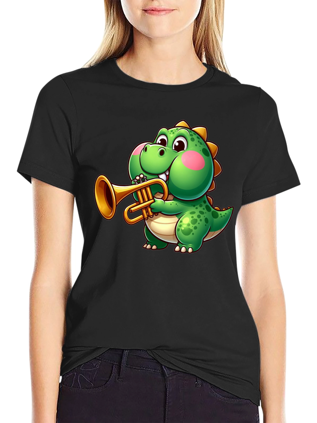 Dinosaur Trumpet Player Graphic Tee