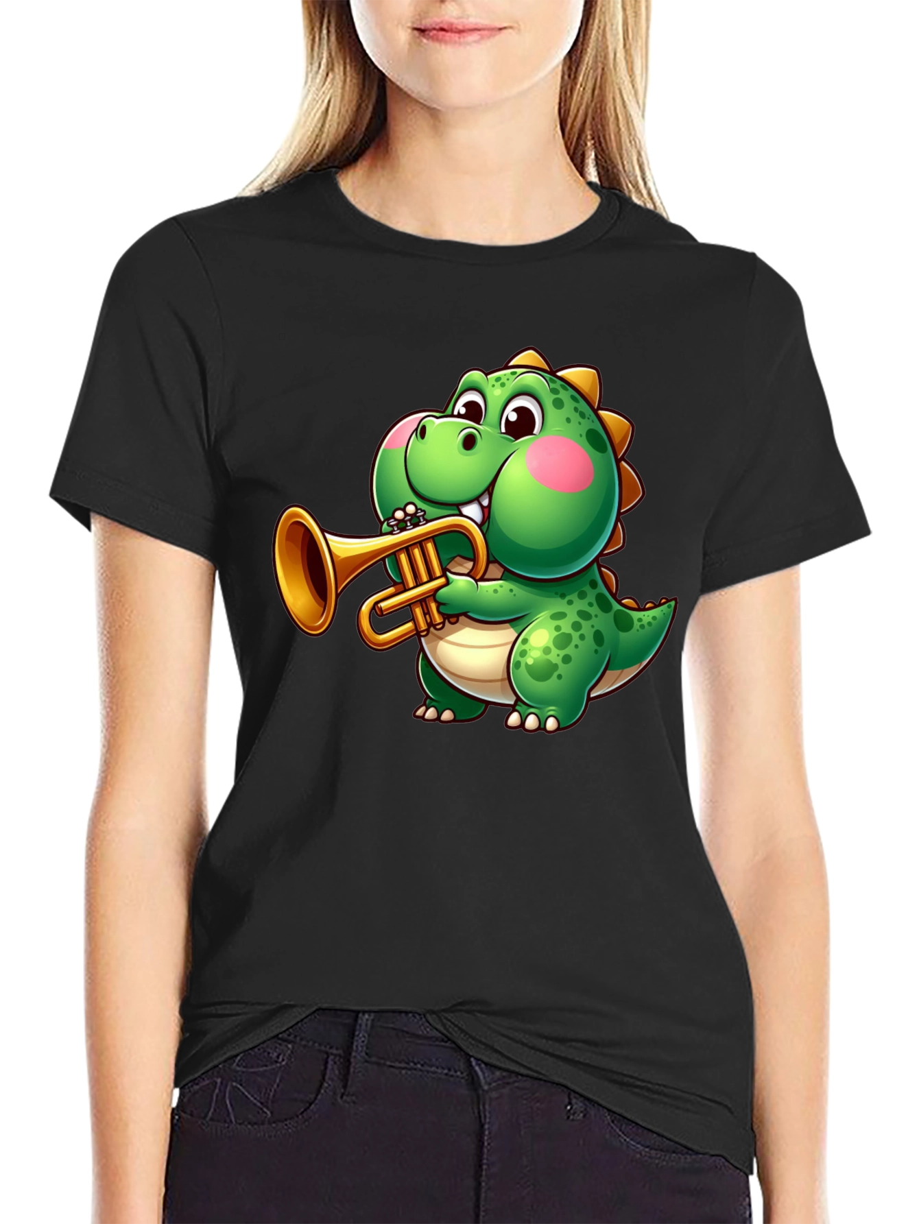 Dinosaur Trumpet Player Graphic Tee