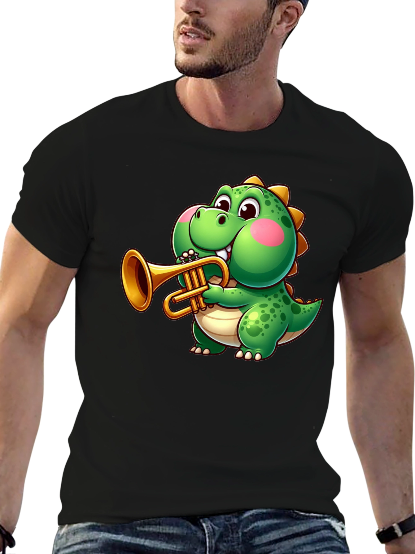Dinosaur Trumpet Player Graphic Tee