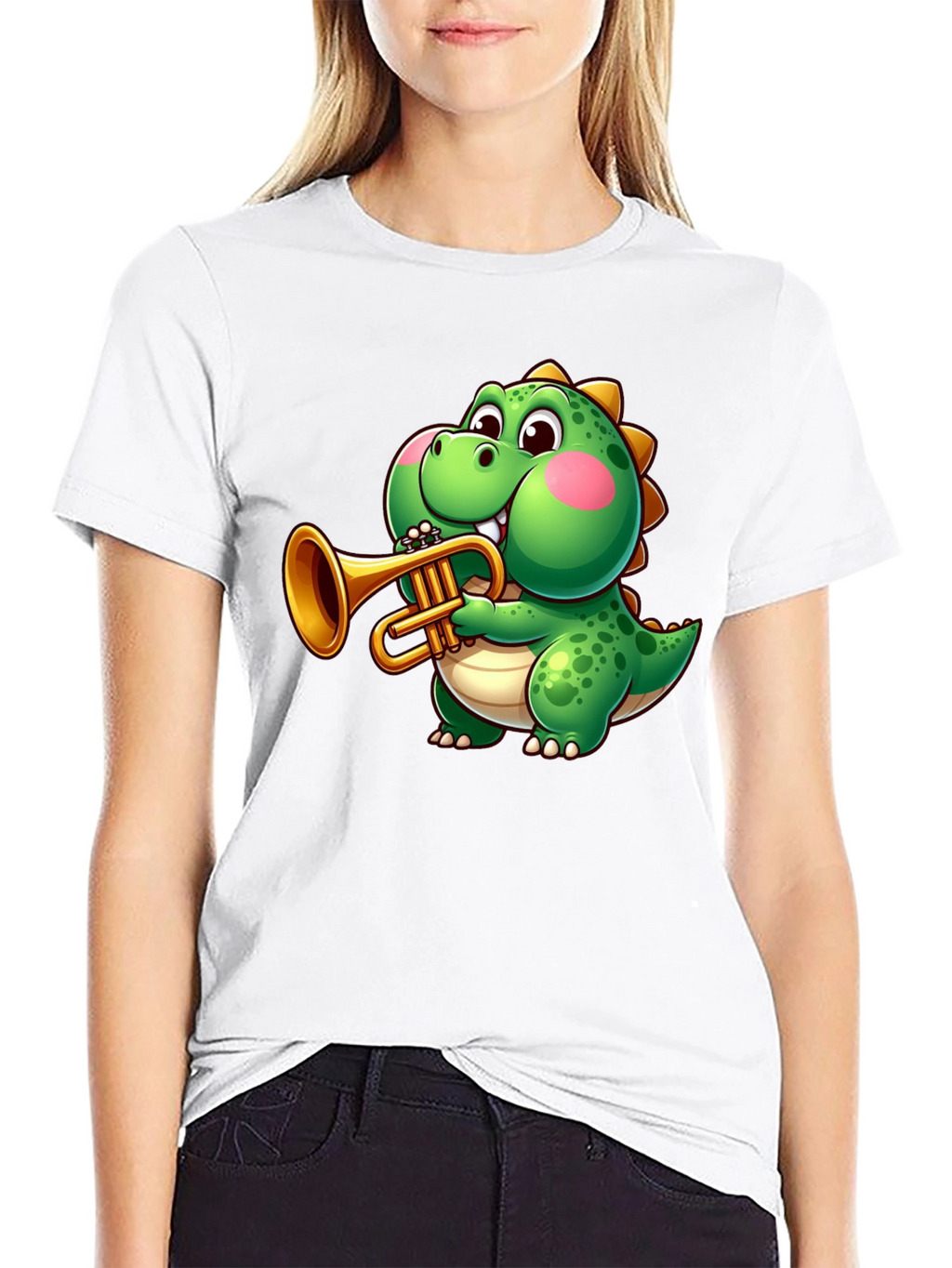 Dinosaur Trumpet Player Graphic Tee