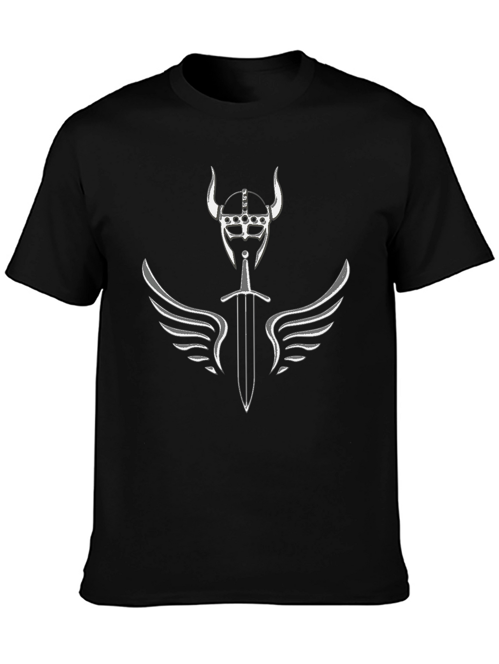 Viking Helmet Sword Wings Graphic T-Shirt