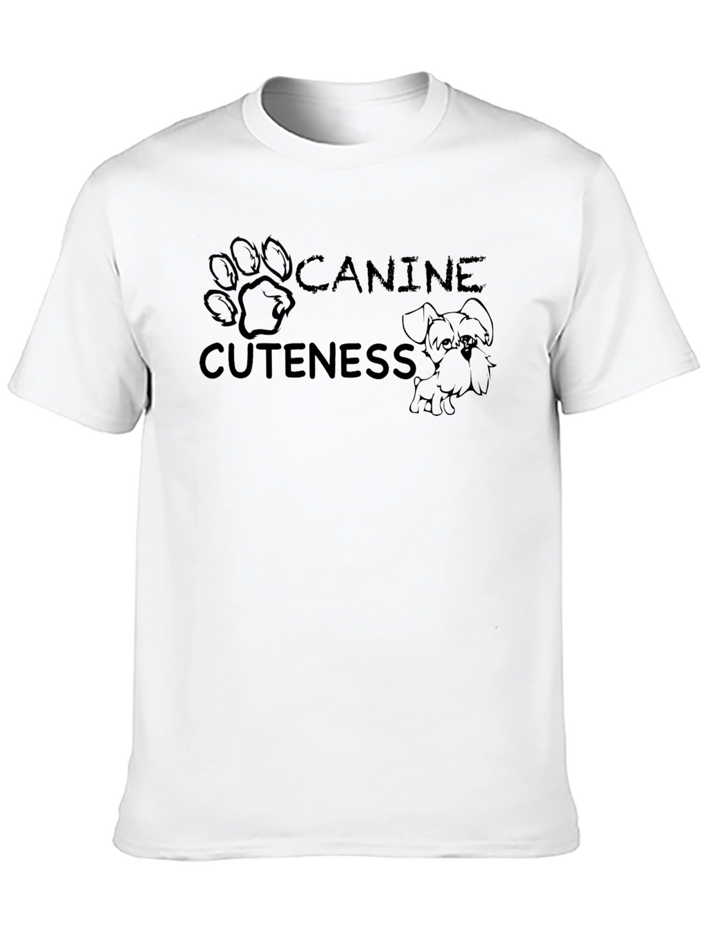 Canine Cuteness Graphic Tee - Black Cotton Blend