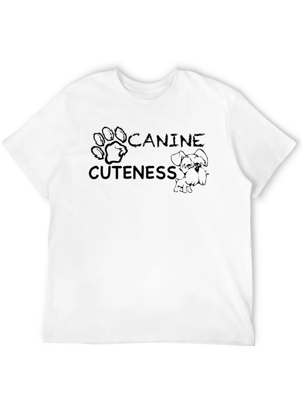 Canine Cuteness Graphic Tee - Black Cotton Blend