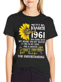 March Girl 1961 T-Shirt Sunflower Birthday Tee