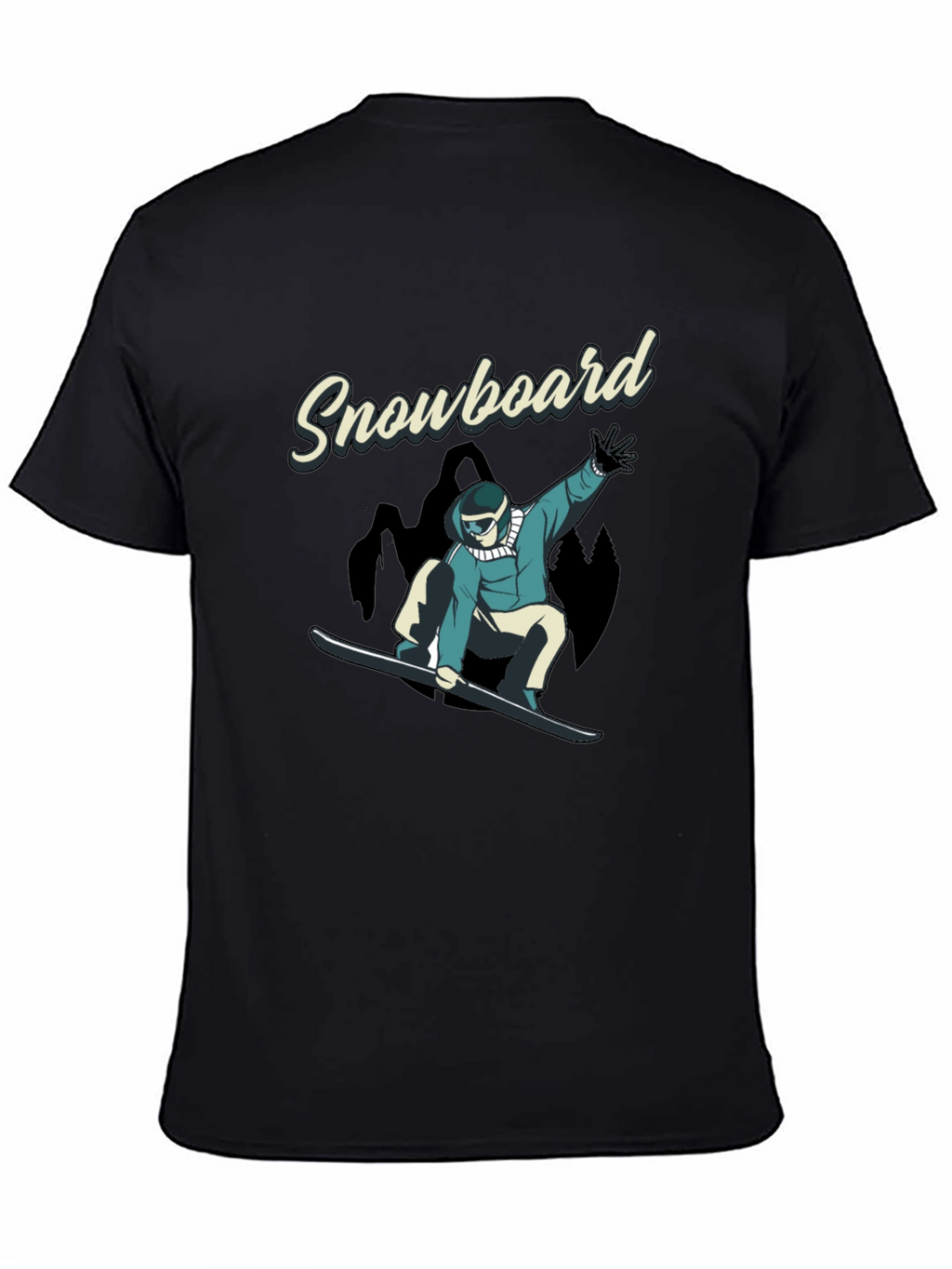 Snowboard Graphic Tee - Black Cotton T-Shirt