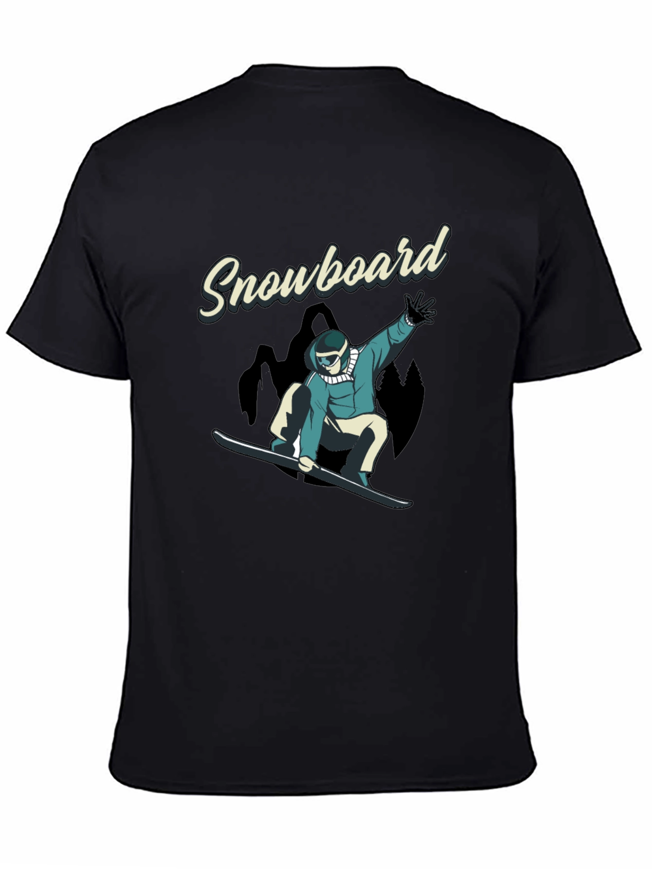 Snowboard Graphic Tee - Black Cotton T-Shirt