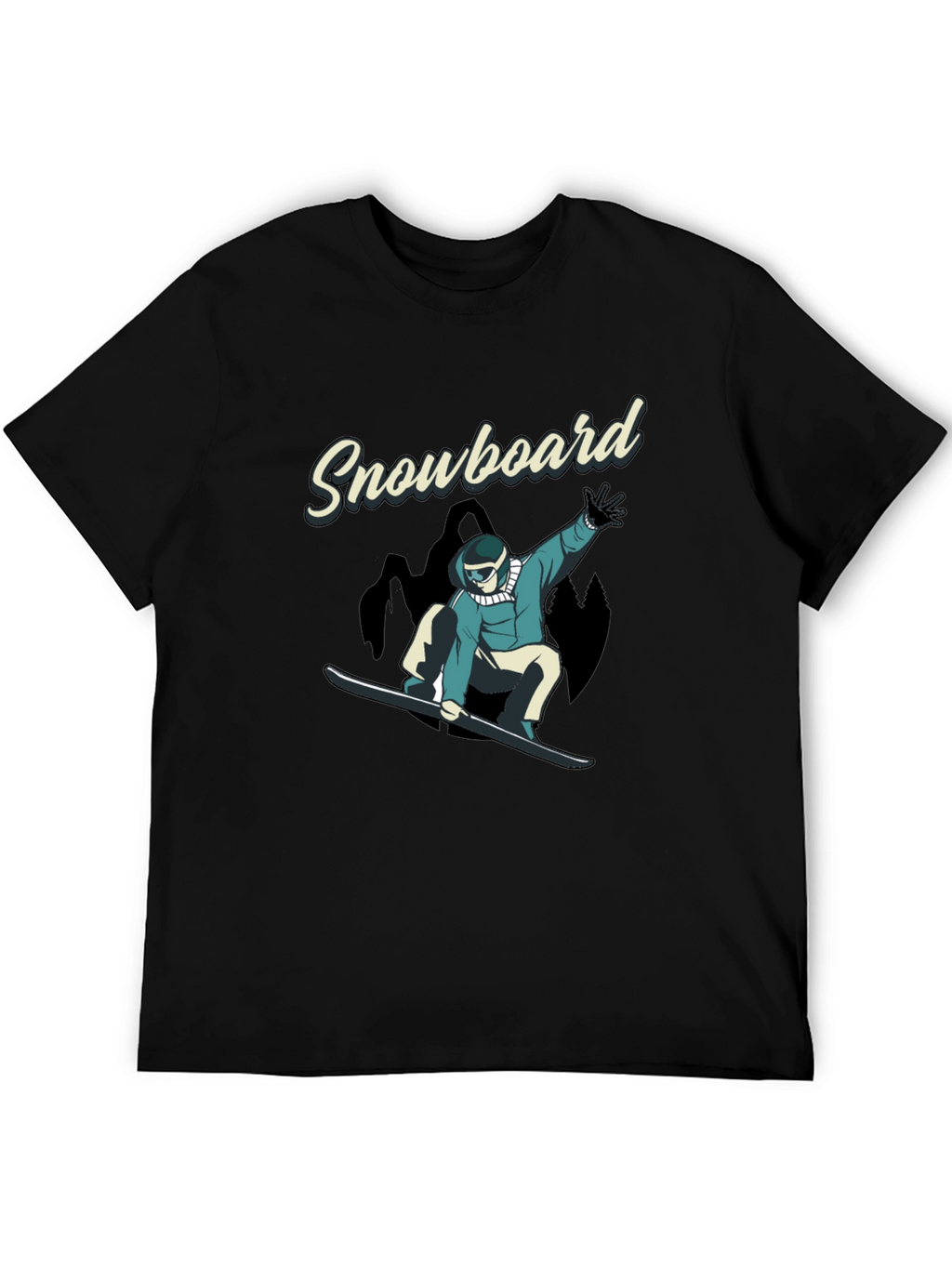 Snowboard Graphic Tee - Black Cotton T-Shirt
