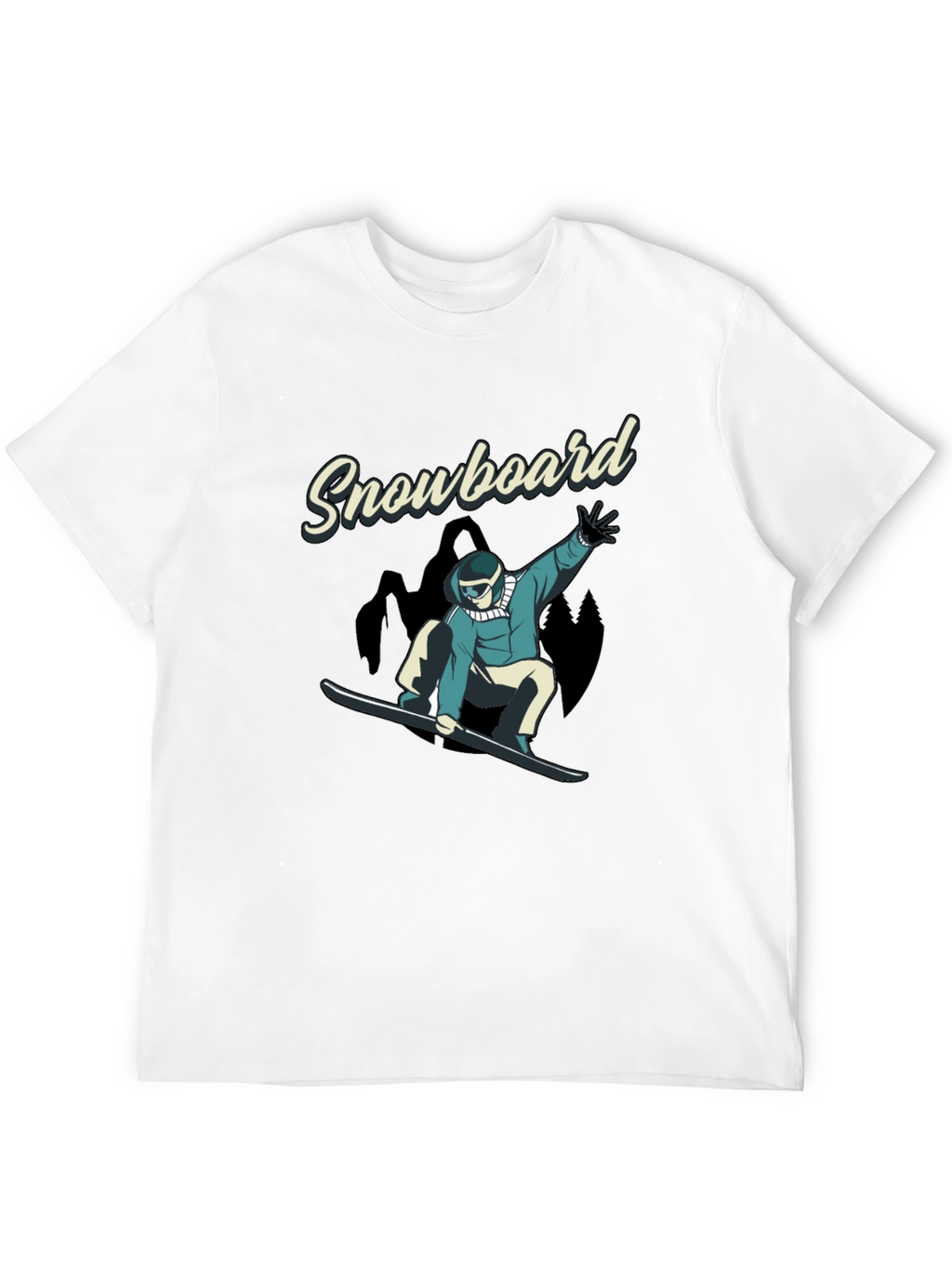 Snowboard Graphic Tee - Black Cotton T-Shirt