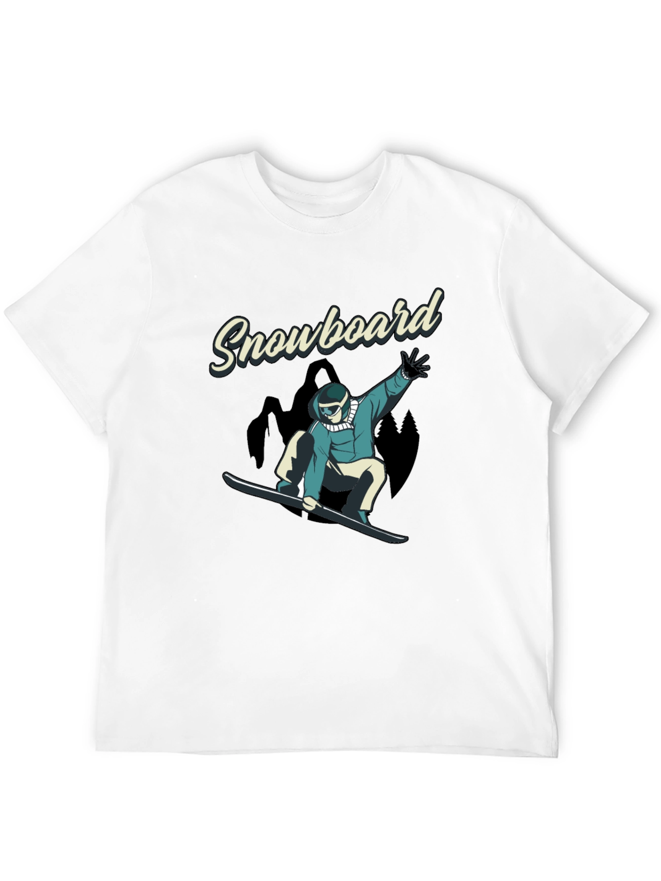 Snowboard Graphic Tee - Black Cotton T-Shirt