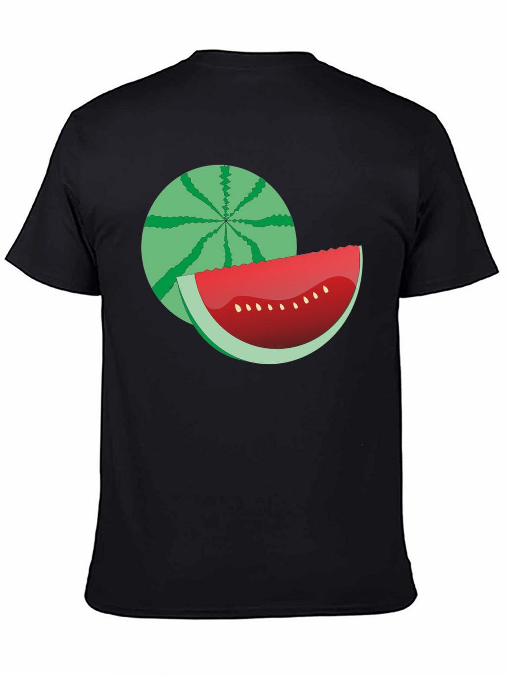 Watermelon Graphic Print Black T-Shirt
