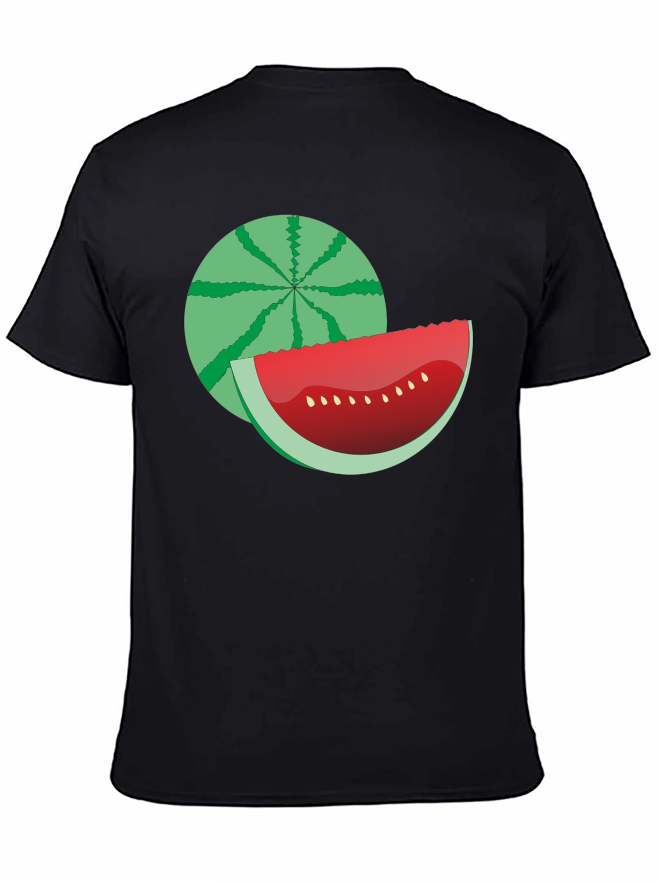 Watermelon Graphic Print Black T-Shirt