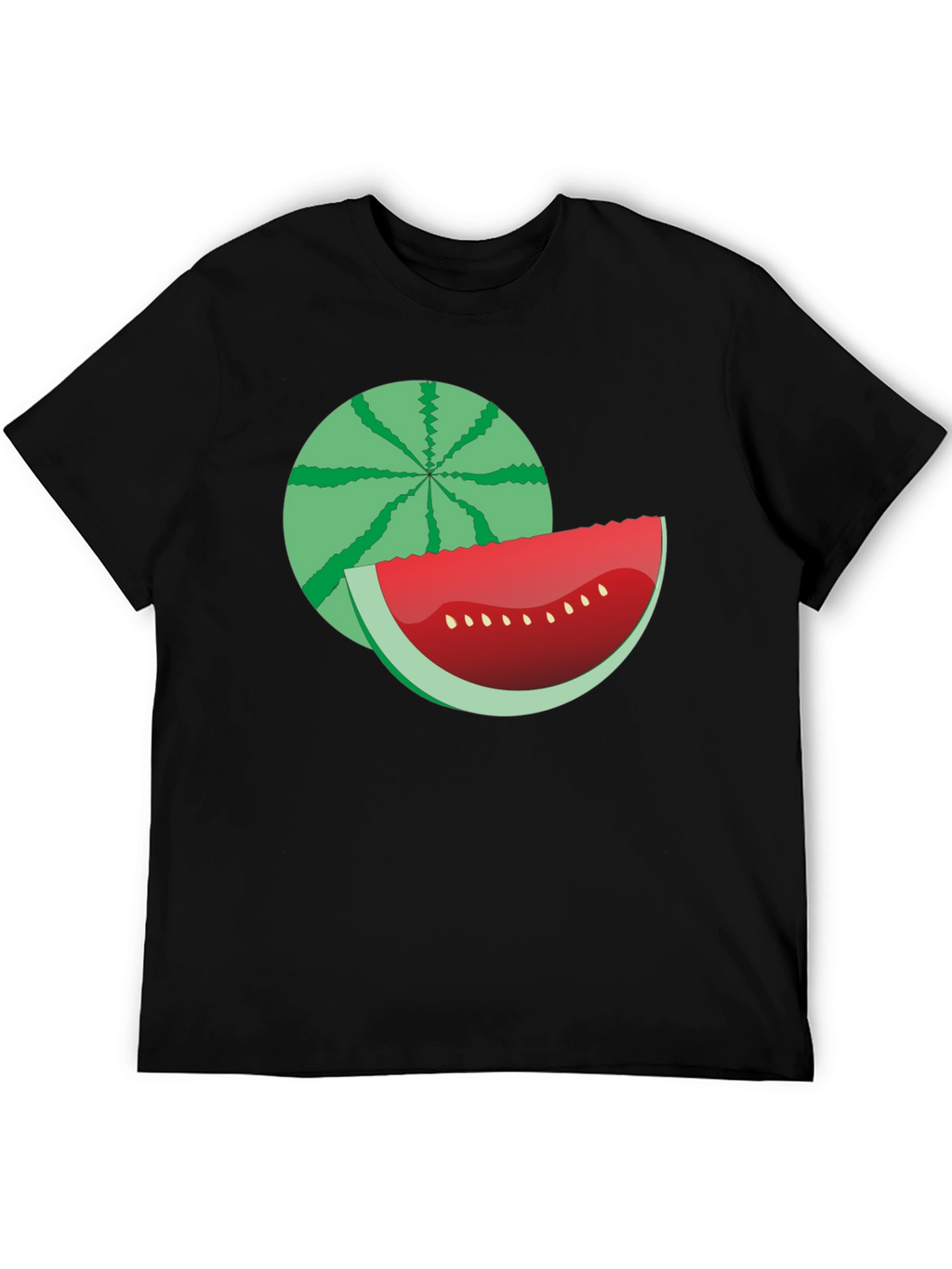 Watermelon Graphic Print Black T-Shirt