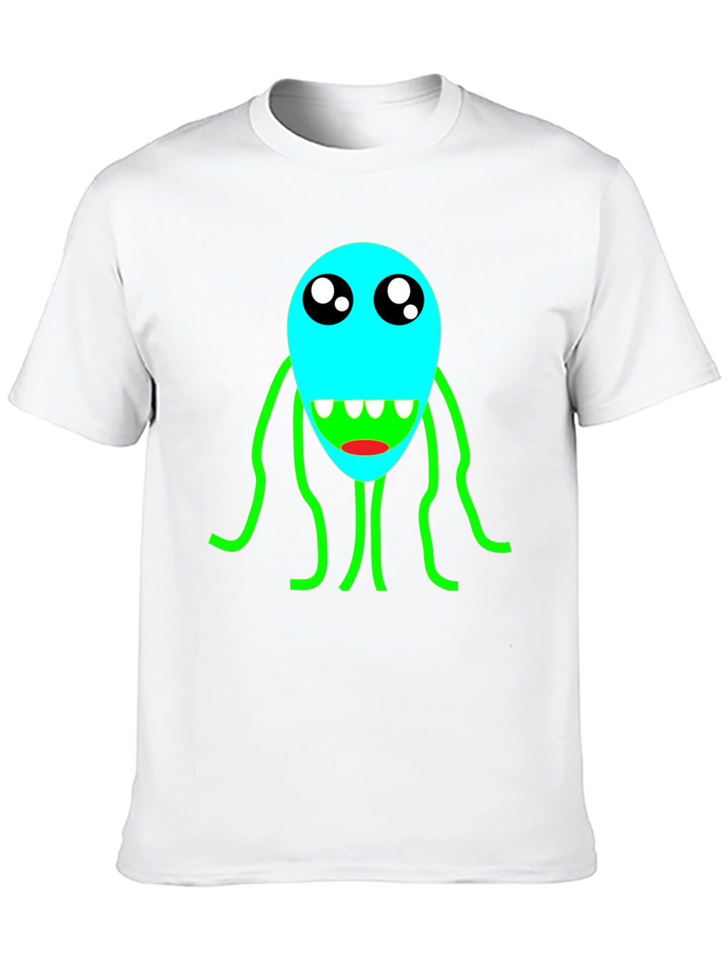 Cartoon Monster Graphic T-Shirt - Black Crew Neck Tee