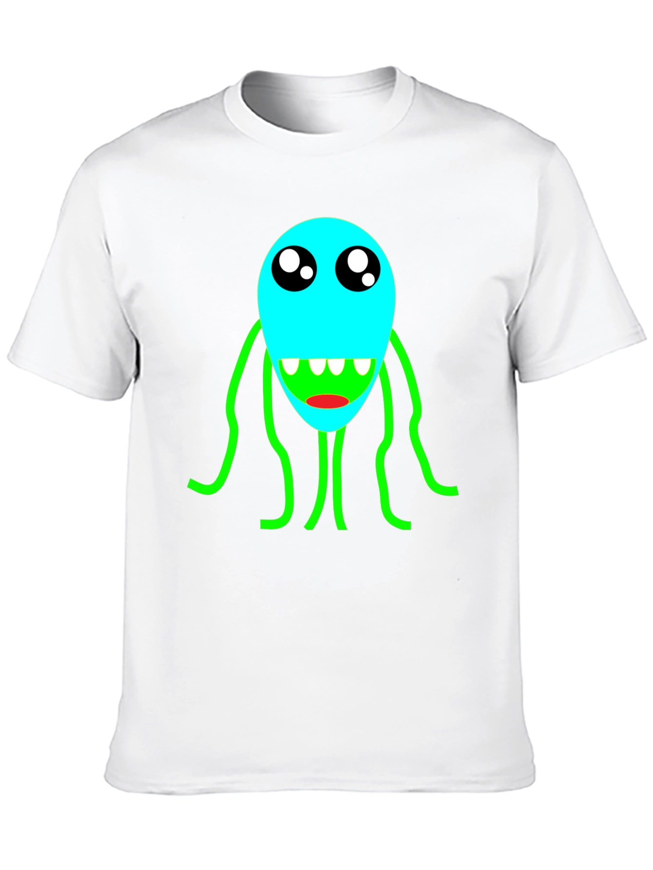 Cartoon Monster Graphic T-Shirt - Black Crew Neck Tee