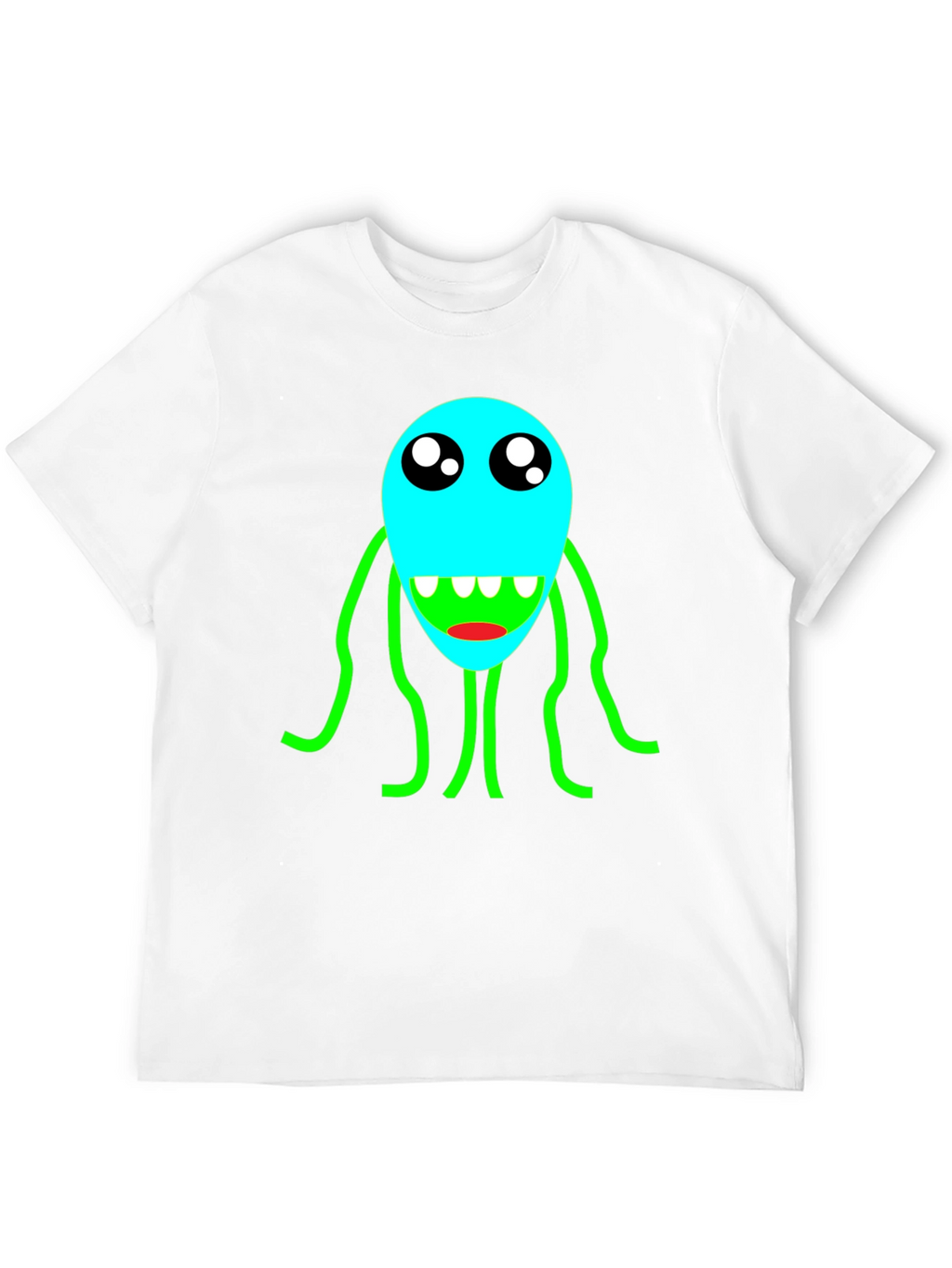 Cartoon Monster Graphic T-Shirt - Black Crew Neck Tee