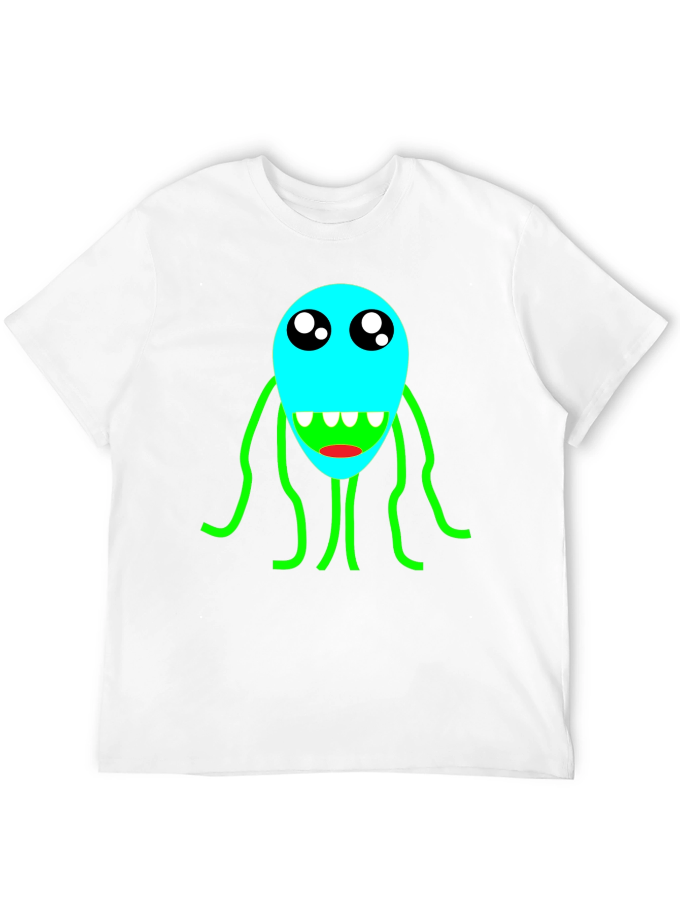 Cartoon Monster Graphic T-Shirt - Black Crew Neck Tee