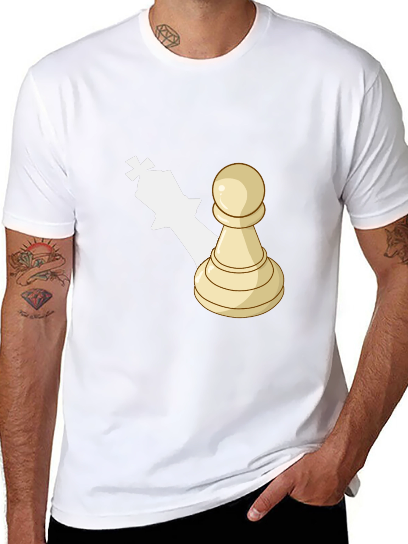 Chess Piece Graphic Tee - Pawn King Shadow